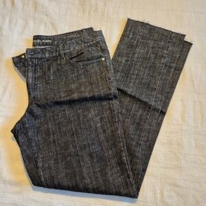 Michael Kors women's size 12 black heather raw edge jeans have stretch, VGUC